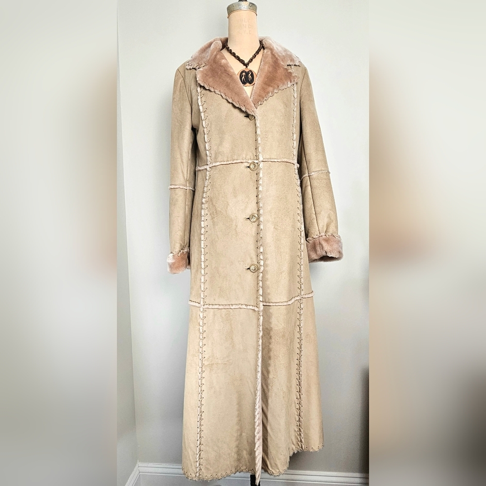 Lucy Paris Beige Trench Coat with Blush Details